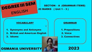 DEGREE IIISEM ENGLISH GRAMMAR REVISIONOU UNIVERSITY [upl. by Kipp819]