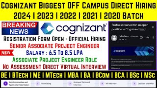 Cognizant Biggest Direct Interview Urgent Hiring  OFF Campus Drive 2020 2021 2022 2023 2024 BATCH [upl. by Rubenstein200]