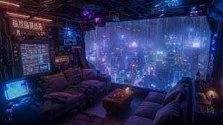 Neon Reflections Balcony Rain and Cyberpunk Ambience to Soothe Insomnia and Sleep Disorders 😴 [upl. by Annauqaj]