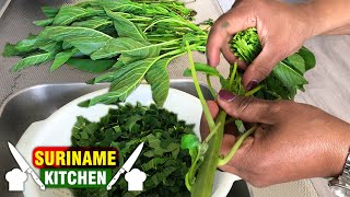 Surinaamse Klaroen Groente Blad Klaroenblad Gerecht  Surinamese Hin Choy Vegetable Recipe [upl. by Kepner852]