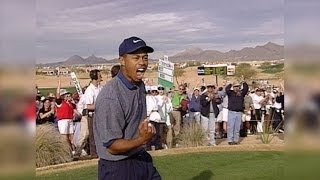 Tiger Woods aces hole No 16 at TPC Scottsdale [upl. by Ecallaw]