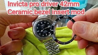 Invicta pro driver 42mm Ceramic bezel insert mod watch [upl. by Einaej]