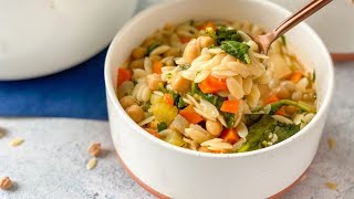 Chickpea Orzo Soup Recipe [upl. by Htrowslle]