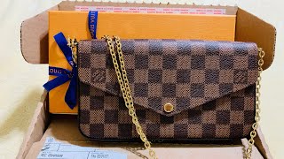 Louis Vuitton Felicie Pochette in Damier Ebene Unboxing Up Close  02012022 [upl. by Reteid267]