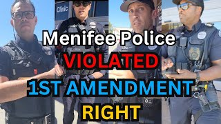 Menifee Police Violated 1st Amendment Right [upl. by Conchita]