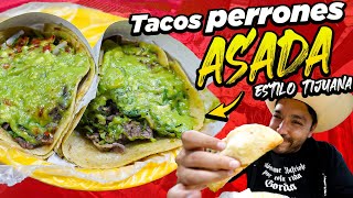 Unos de Asada PERRONES ESTILO TIJUANA 🥩 🌮 en la CDMX [upl. by Aaron]