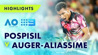 Match Highlights Vasek Pospisil v Felix AugerAliassime Australian Open 2023 Wide World of Sports [upl. by Ertemed961]