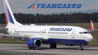 TRANSAERO Boeing 737800 landing at FRANKFURT Airport [upl. by Sumahs]