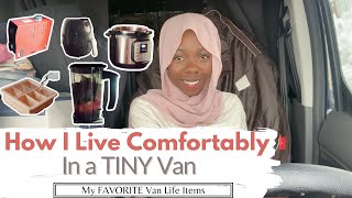 28 USEFUL Items for My Tiny Van Home  Living in a Van Full Time [upl. by Conte]