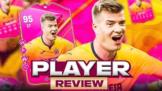 4⭐5⭐ 95 FUTTIES PREMIUM SORLOTH SBC PLAYER REVIEW  FC 24 Ultimate Team [upl. by Airamas]