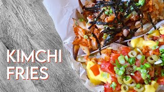 KIMCHI FRIES KIMCHEESE FRIES  Easy Vegan Cheese Recipe [upl. by Jerad653]