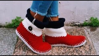 TUTORIAL 😍 Botas tejidas a crochet CON SUELA 🤗 paso a paso [upl. by Eednyl302]