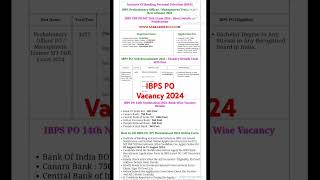 IBPS PO New Vacancy 2024। ibps po exam date।ibpspo। [upl. by Simmie963]