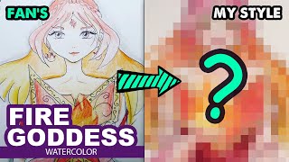 Drawing Fire Goddess l 1 Redraw fan’s painting l Tutorial painting by Huta Chan [upl. by Tterej259]