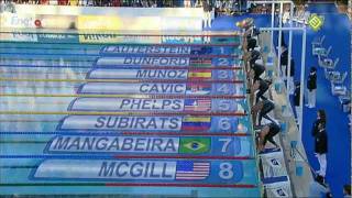 100m butterfly Rome 09  Michael Phelps WR Dutch comment with English subs [upl. by Grote]