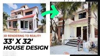 33 x 32 Village housebungalow design  2200 sqft house design 2200 square feet में नक्शा । [upl. by Sinylg]