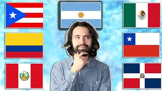 Different Accents in Spanish Puerto Rico Colombia Mexico Argentina Peru Chile DR [upl. by Alcott]