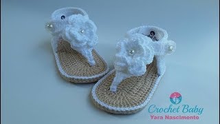 Sandálinha SAMIRA de Crochê  Tamanho 09 cm  Crochet Baby Yara Nascimento [upl. by Eciralc]