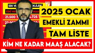 Emekli zammı Ocak 2025 tam liste SSK Bağkur Memur emeklisi Dul Yeti maaşı ne kadar olacak [upl. by Angus]