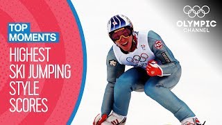 Top Olympic Ski Jumping Style Scores of AllTime  Top Moments [upl. by Sung]