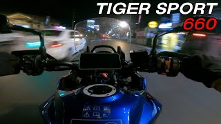 NIGHT TIME MADNESS  TRIUMPH TIGER SPORT 660  PURE SOUND  QUICKSHIFTER  CAT DELETE  POV 4K [upl. by Annaicul]