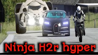 Kawasaki Ninja H2r hyper ride  Ninja H2r vs Bugatti vs Batman car top speed  hyperspeed [upl. by Gnay698]