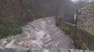 flood water under the bridge at Gibson mill [upl. by Hunter]