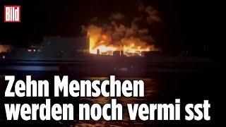 Dramatisches Feuer Autofähre bei Korfu brennt  Griechenland [upl. by Sandon]