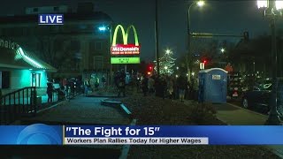 Twin Cities Fast Food Workers Rally For Higher Wages [upl. by Eninahs]