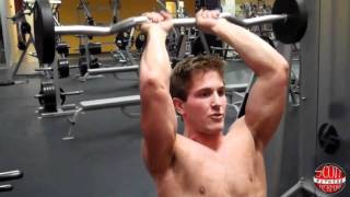 How To Seated Overhead Tricep Extension with an EZ Curl Bar [upl. by Allrud]