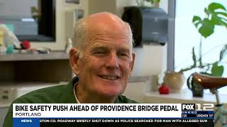 KPTV News story 81123 Bike Safety and Providence Bridge Pedal  Morikawa [upl. by Atteoj]