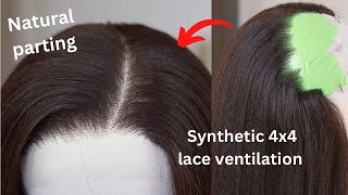 HOW TO VENTILATE A NATURAL PARTING 4X4 SYNTHETIC LACE CLOSURE detailed [upl. by Bellis]