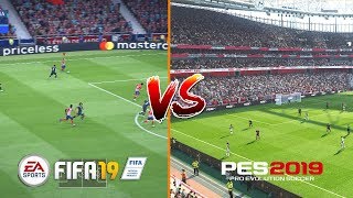 PES 2019 vs FIFA 19  Live Broadcast Camera Gameplay Comparison  Fujimarupes [upl. by Enaffit]