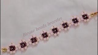 How to make bicone beads bracelet at homeLearn step by step [upl. by Ehav]