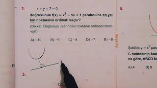 TÜREV ile PARABOL  e EN YAKIN NOKTA Sorusu Çözümü [upl. by Sivia]