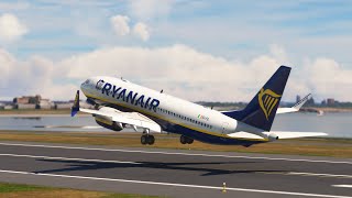 INCRÍVEL ATERRAGEM DE AVIÃO Boeing 737 Ryanair pousando no aeroporto de Laguardia MFS2020 [upl. by Koralie]