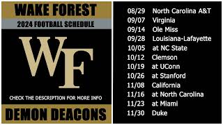 2024 Wake Forest Demon Deacons Football Schedule [upl. by Aivatahs]