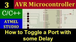 Toggle Port with some delay  AVR Microcontroller Programming [upl. by Sucy]