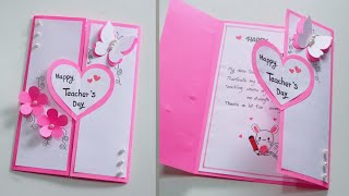 Happy Teachers Day Card 💕 How To Make Teachers Day Card Handmade Teachers Day Card Paper Crafts [upl. by Ailongam36]