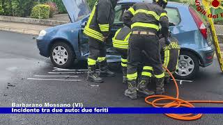 Barbarano Mossano VI Incidente tra due auto due feriti 12092024 [upl. by Genie529]