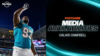 DT Calais Campbell speaks with the media after TENvsMIA  Miami Dolphins [upl. by Nollid]