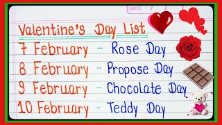 Valentine Week  7 Feb to 14 Feb all day list  kal konsa day hai 2024 lValentines Day week 2024 l [upl. by Ainosal]