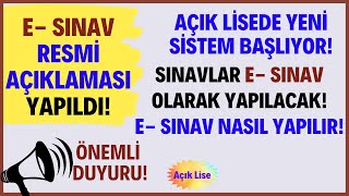 Açık Lise Sınavları E Sınav Olarak Yapılacak Resmi Açıklama Yapıldı E Sınav Nasıl Yapılıyor [upl. by Brandise]