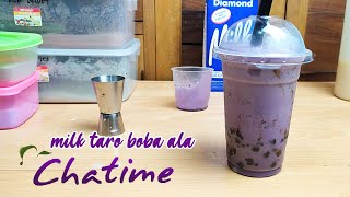 CARA MEMBUAT MINUMAN BOBA TARO  RESEP TARO LATTE [upl. by Orlosky]