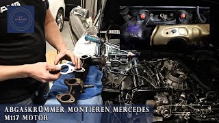 Abgaskrümmer einbauen beim Mercedes M117 V8 Motor [upl. by Mohandis]