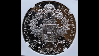 1780 Austria Thaler Restrike Silver オーストリア マリアテレジア リストライクプルーフターラー銀貨 [upl. by Nosnek641]