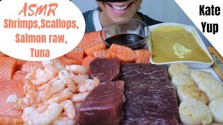 HUGE ASMR  SALMON RAW SCALLOPS SHRIMPS amp TUNA  DELICIOUS [upl. by Wehtta]