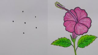 How to Draw Hibiscus Flower easy [upl. by Echo]