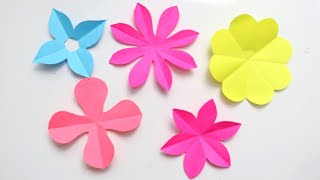 5 Easy Paper Flower Paper Flower Making Ideas How to cutmake Paper Paper Flowers [upl. by Mario25]