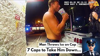 Man Throws Ice on Cop Instantly Regrets ItBodycampolice arrest bodycamvideos copcam [upl. by Mikiso]